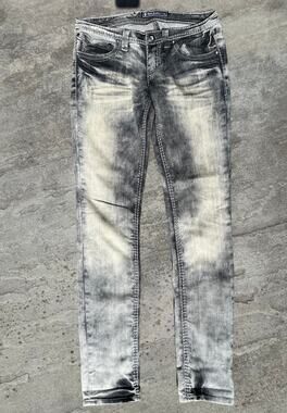Vintage Pepe Jeans Ultra Low Rise Faded Grey Y2K McBling Acid Wash Jeans 28
